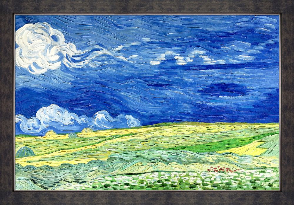 Wheatfield Under Thunderclouds Pre-Framed - Suede Premier Frame 24"X36"