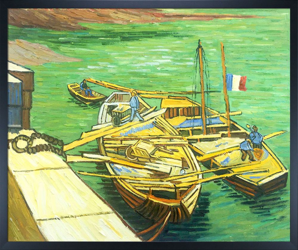 Boats du Rhone Pre-framed - Studio Black Wood Frame 20"X24"