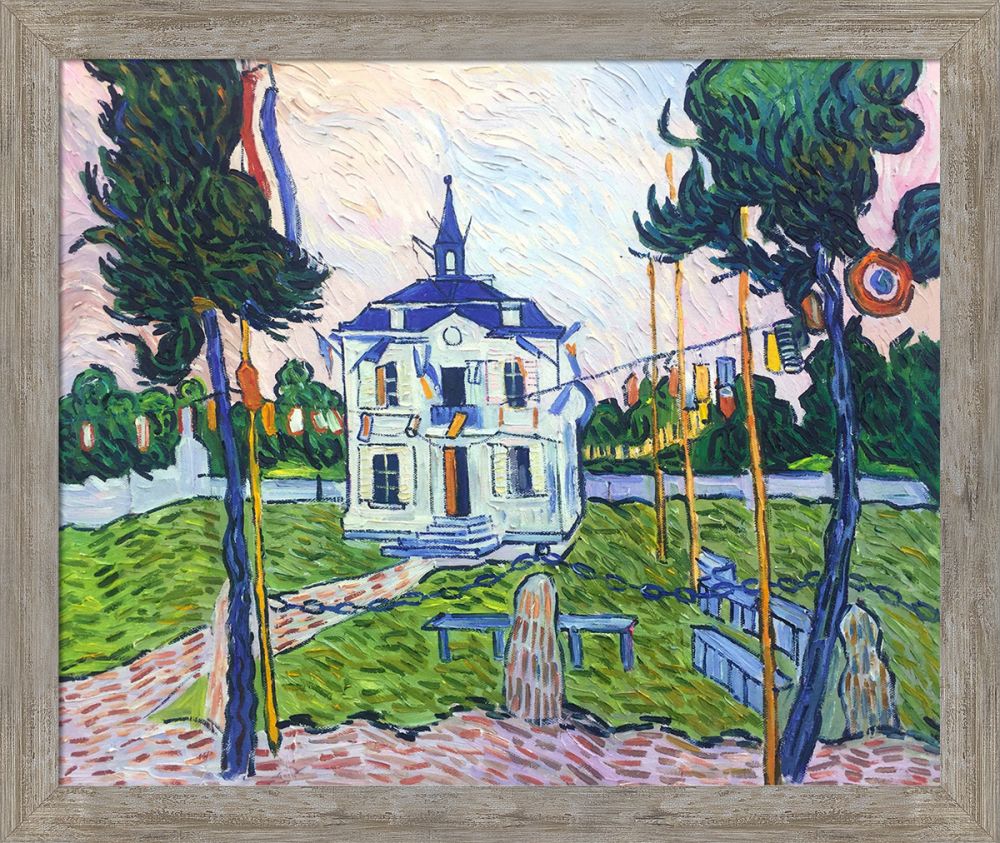 Auvers Town Hall in 14 July Pre-Framed - Metropolitan Pewter Frame 20" X 24"