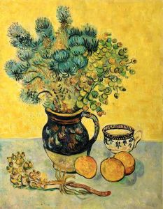 Still Life Majolica Jug with Wildflowers