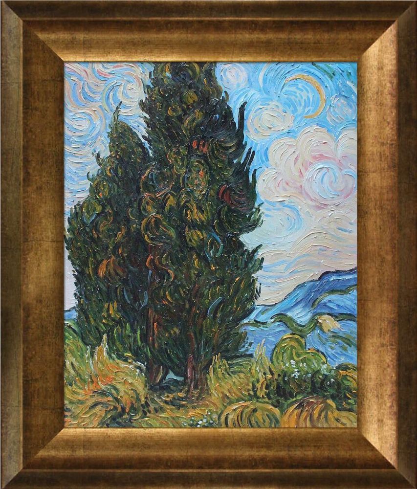 Two Cypresses Pre-Framed - Athenian Gold Frame 8"X10"