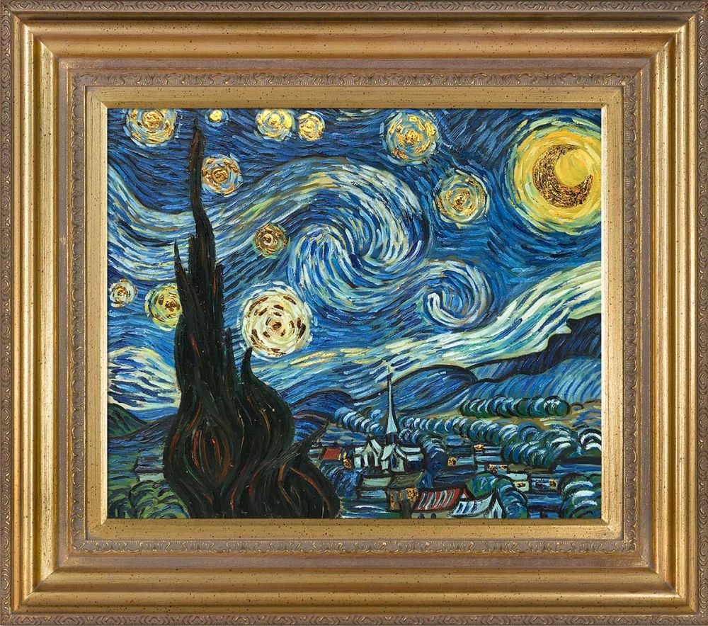Starry Night (Luxury Line) Pre-Framed - Mediterranean Gold Frame 20"X24"