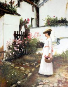 Gathering Summer Flowers in a Devonshire Garden