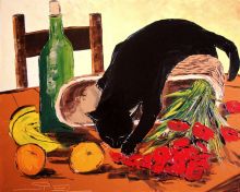 Return from market with black cat