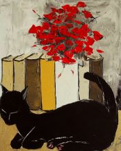 Black cat is a sleeping