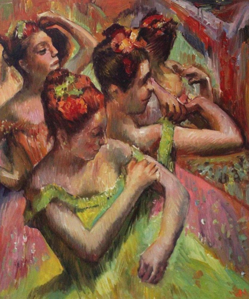 Ballerinas Adjusting Their Dresses