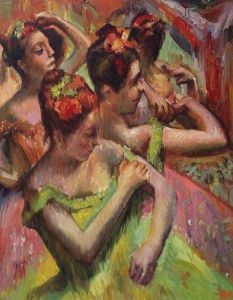Ballerinas Adjusting Their Dresses