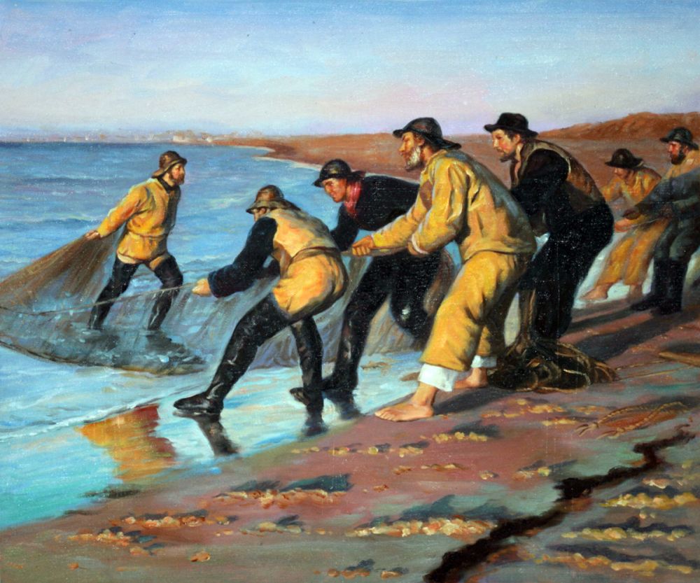 Fishermen Hauling Nets