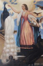 Girl Feeding Peacocks