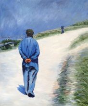 Homme portant une blouse