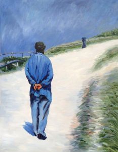 Homme portant une blouse