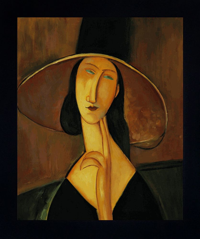 Portrait of Woman in Hat Pre-Framed - New Age Black Frame 20"X24"