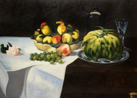 Still Life with Melon and Peaches