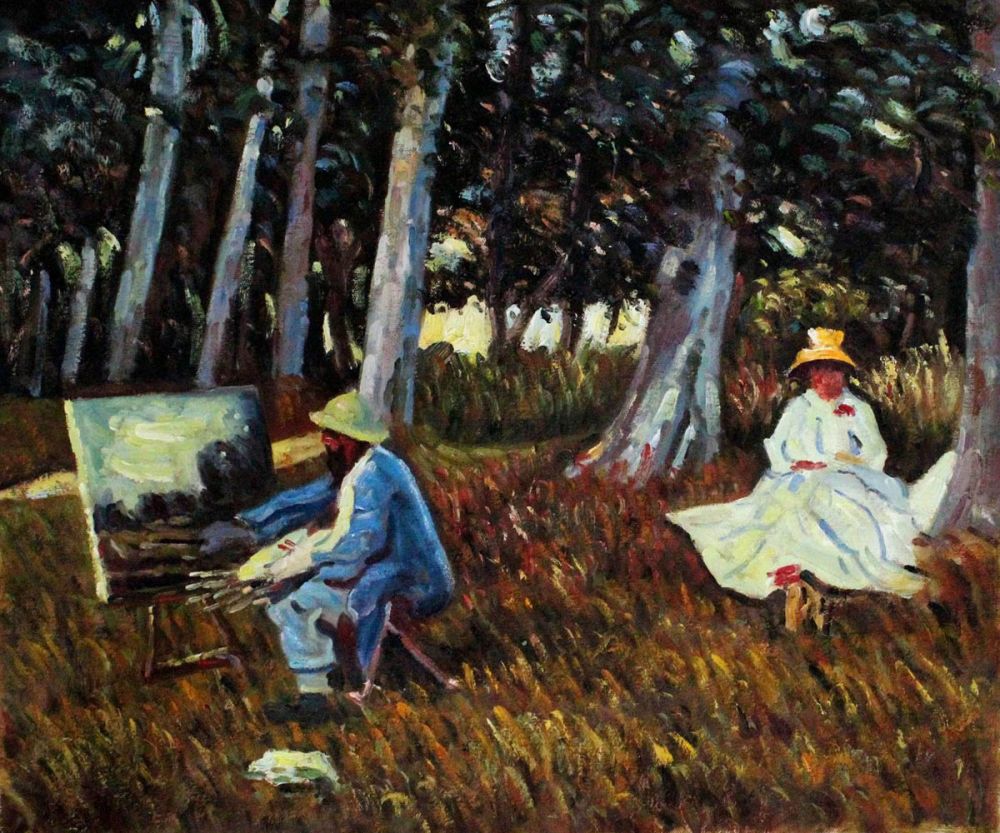 Claude Monet Painting by the Edge of a Wood