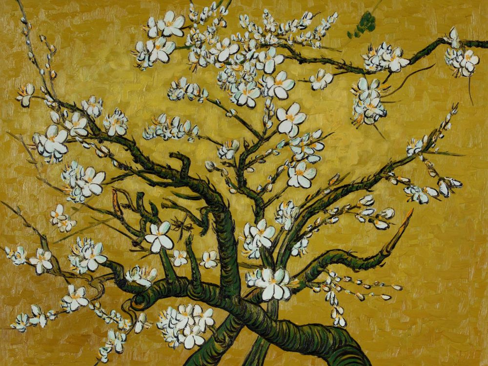 Branches of an Almond Tree in Blossom, Citrine Yellow