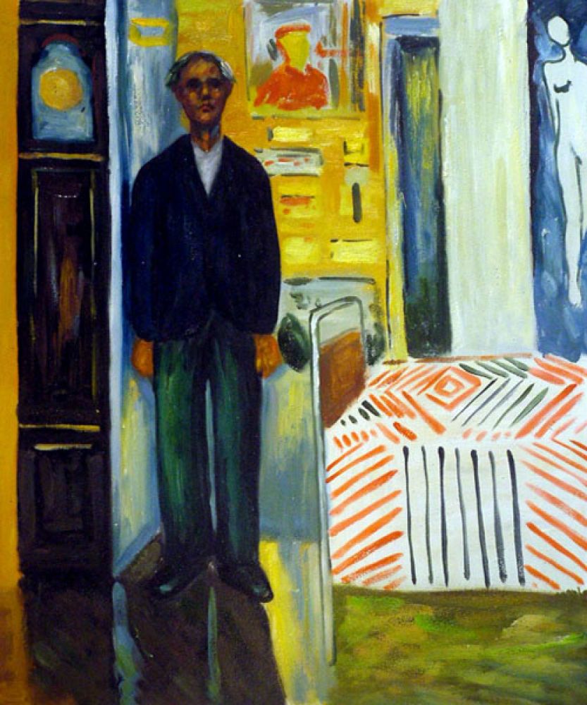 Self Portrait: Between Clock and Bed