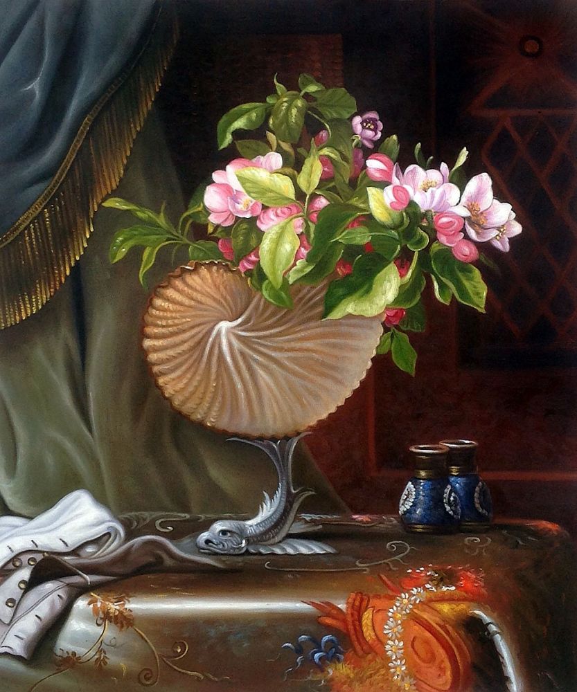 Still Life with Apple Blossoms in a Nautilus Shell, 1870