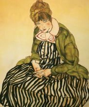 Portrait of Edith Schiele Seated with Striped Dress, 1915