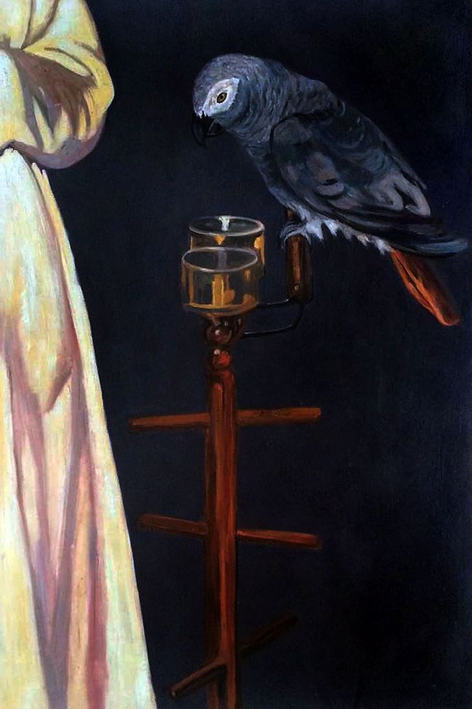 Woman with Parrot (Detail) 1866