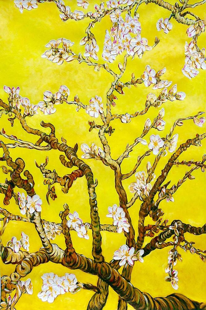 Branches of an Almond Tree in Blossom, Citrine Yellow