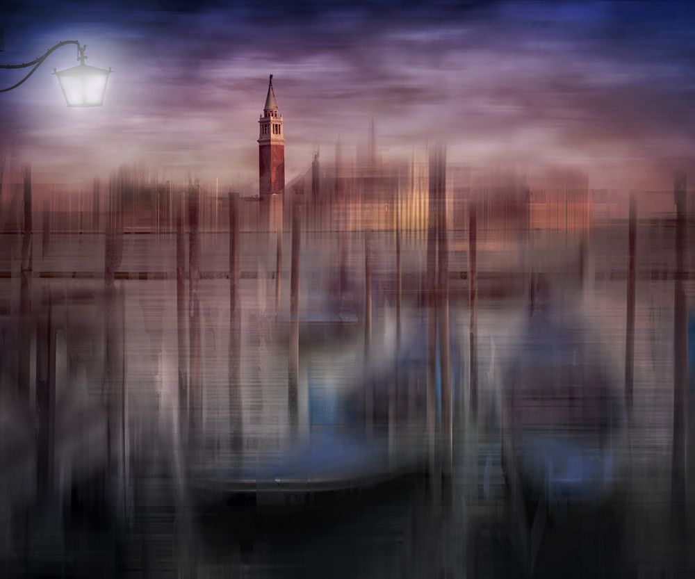 City Art, Venice Gondolas at Sunset