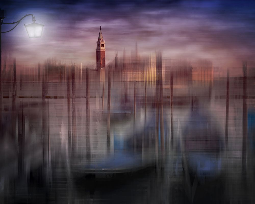 City Art, Venice Gondolas at Sunset