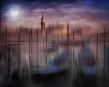 City Art, Venice Gondolas at Sunset