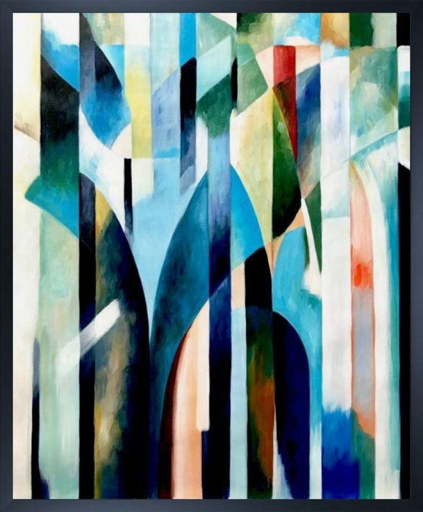 Blue Curve Reproduction Pre-framed - Studio Black Wood Frame 20"X24"