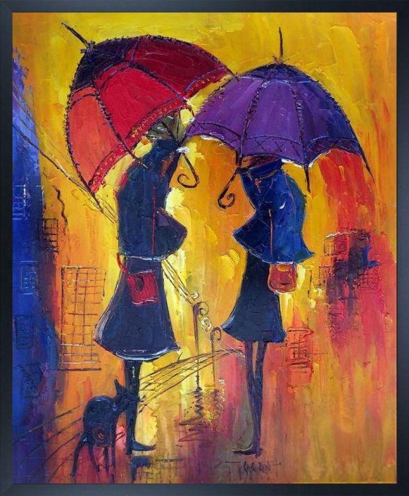 Rain II Reproduction Pre-framed - Studio Black Wood Frame 20"X24"