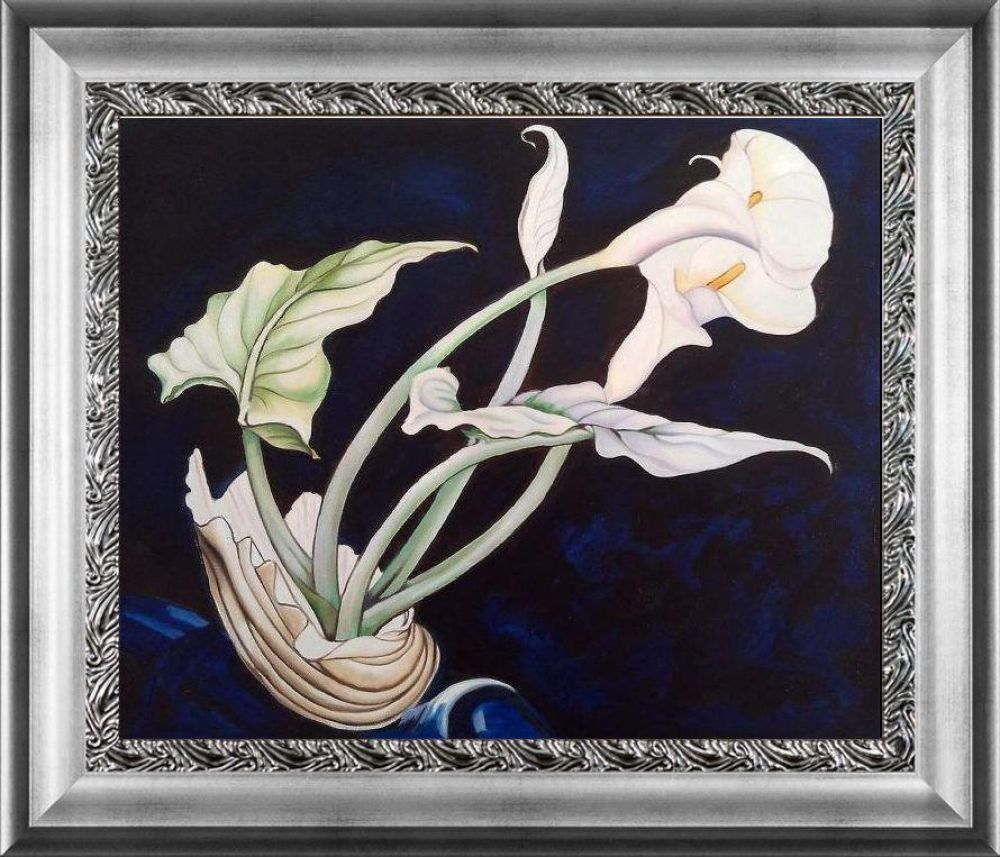Calla Lilies (Bert Savoy) Pre-framed - Athenian Silver Wave Custom Stacked Frame 20