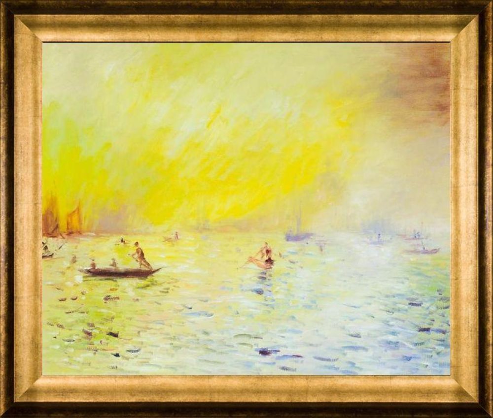View of Venice, Fog Pre-framed - Athenian Gold Frame 20"X24"