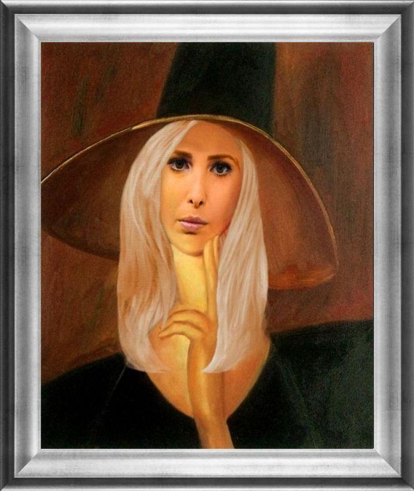 Portrait of Ivanka in Hat Pre-framed - Athenian Silver Frame 20"X24"