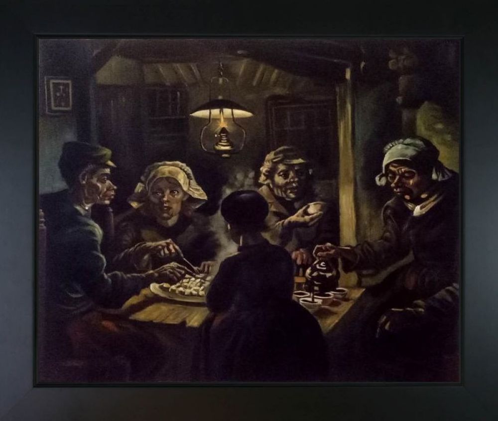 The Potato Eaters Pre-framed - New Age Black Frame 20"X24"
