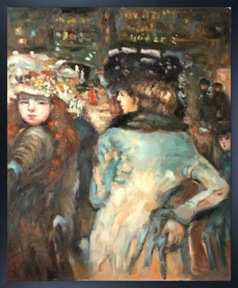 Place Clichy (Two Elegant Women) Pre-framed - Studio Black Wood Frame 20"X24"