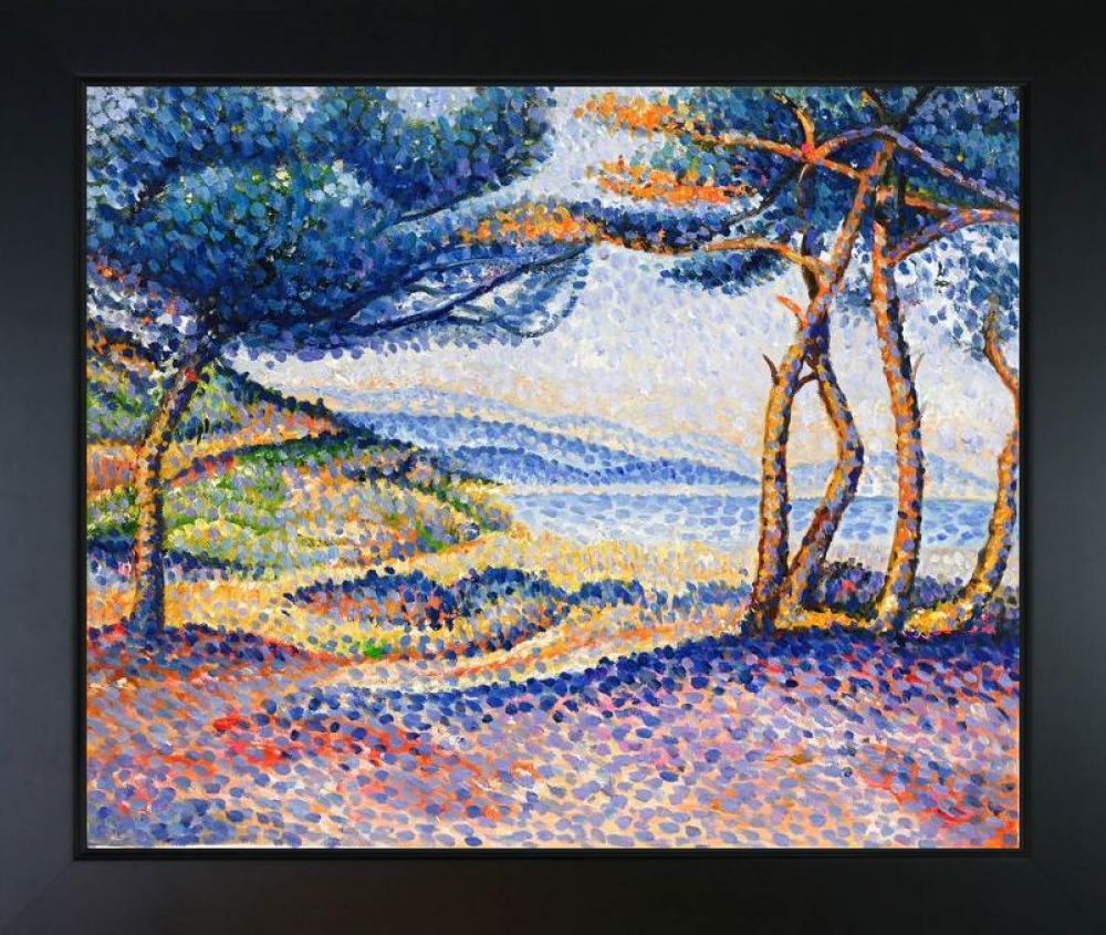 Pines Along the Shore - New Age Black Frame 20"X24"