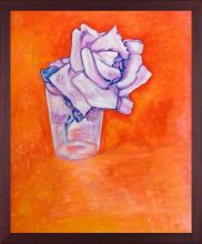 White Rose in a Glass Pre-framed