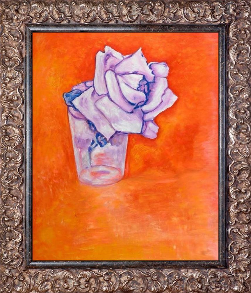 White Rose in a Glass Pre-framed - Brasovia Frame 20"X24"