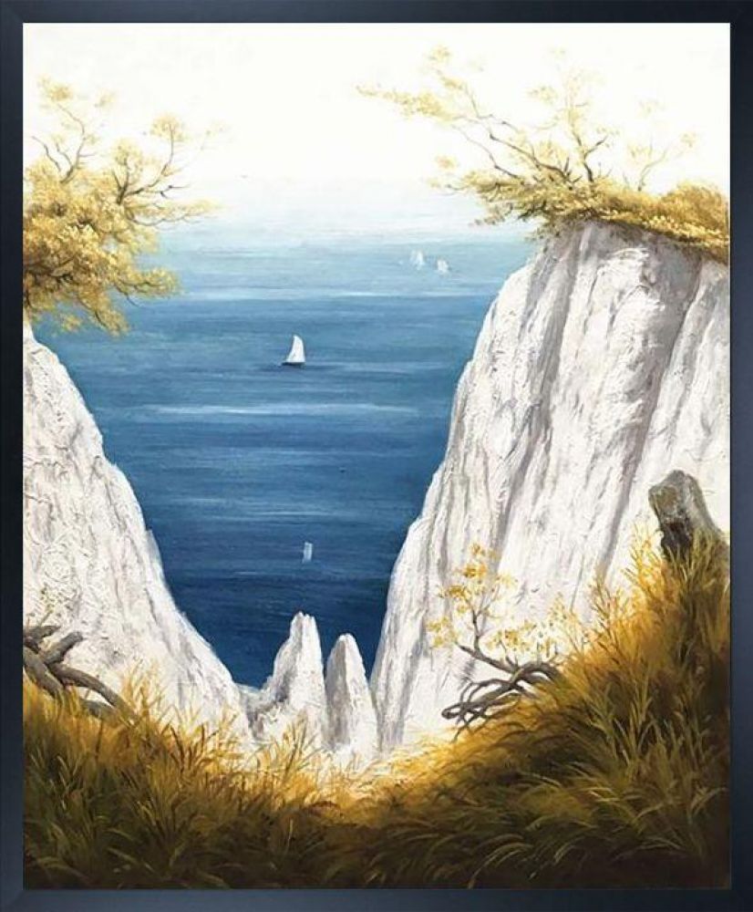 Chalk Cliffs at Rugen Pre-framed - Studio Black Wood Frame 20"X24"