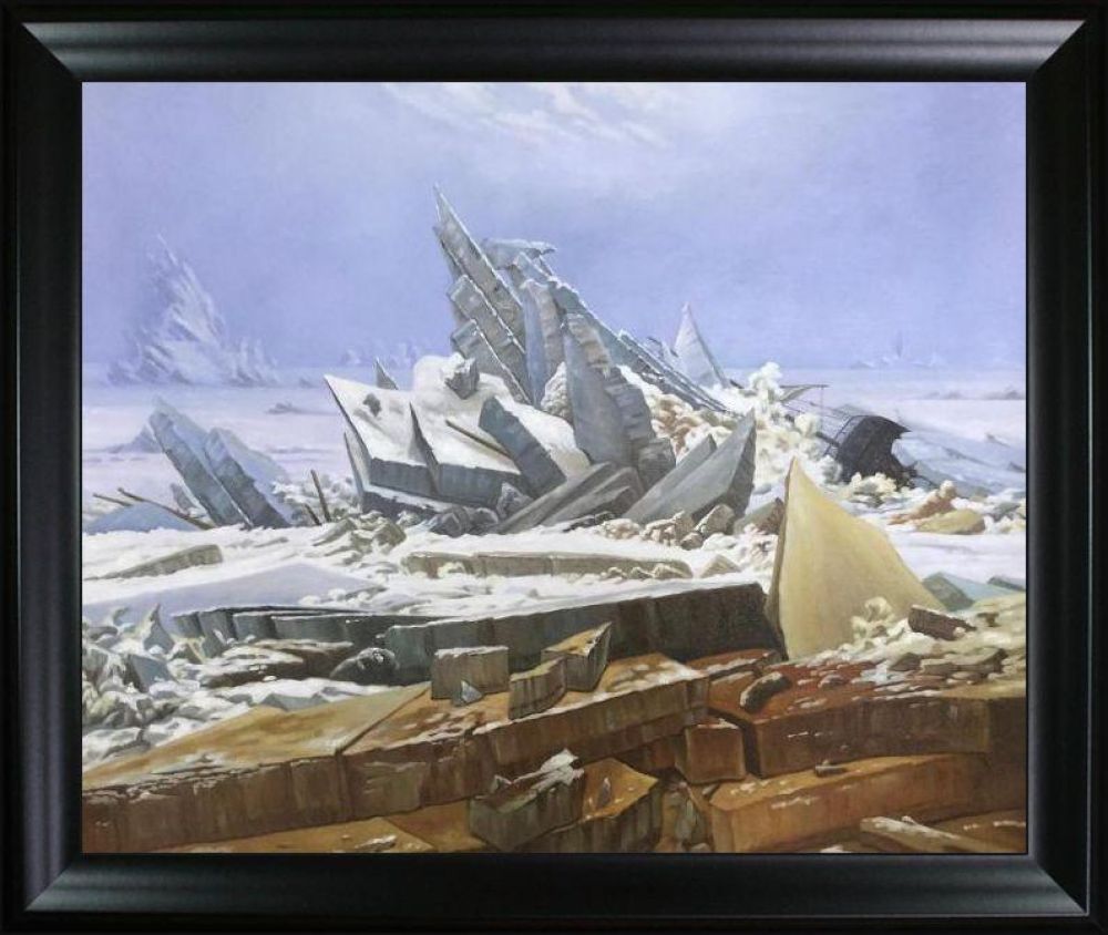The Sea of Ice (Das Eismeer) Pre-framed - Black Matte Frame 20"X24"