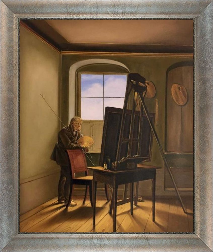 Caspar David Friedrich in his Studio Pre-Framed - Champage Scoop with Swirl Lip Frame 20"X24"