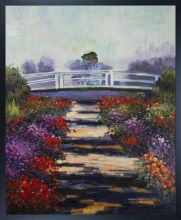 Madame Monet on the Bridge at Giverny Pre-framed
