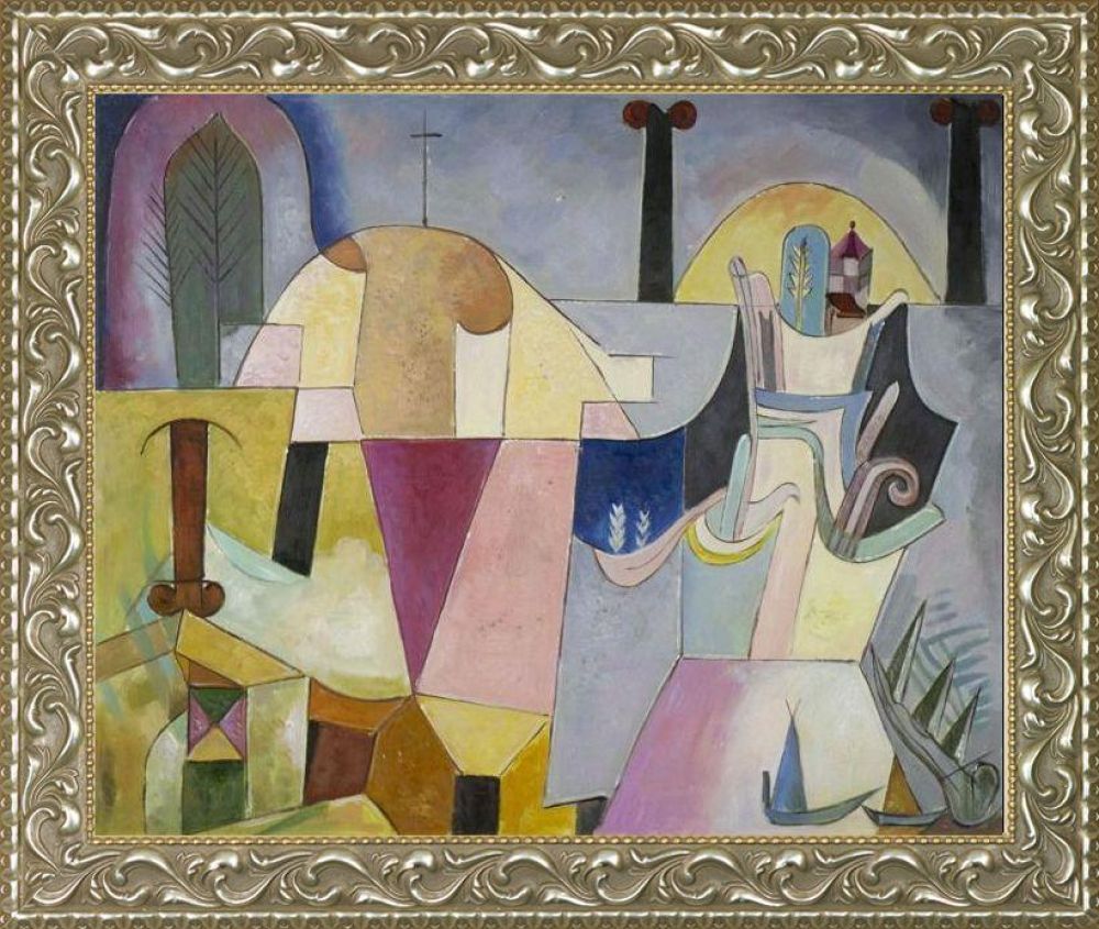 Black Columns in a Landscape Pre-Framed - Rococo Silver 20"X24"