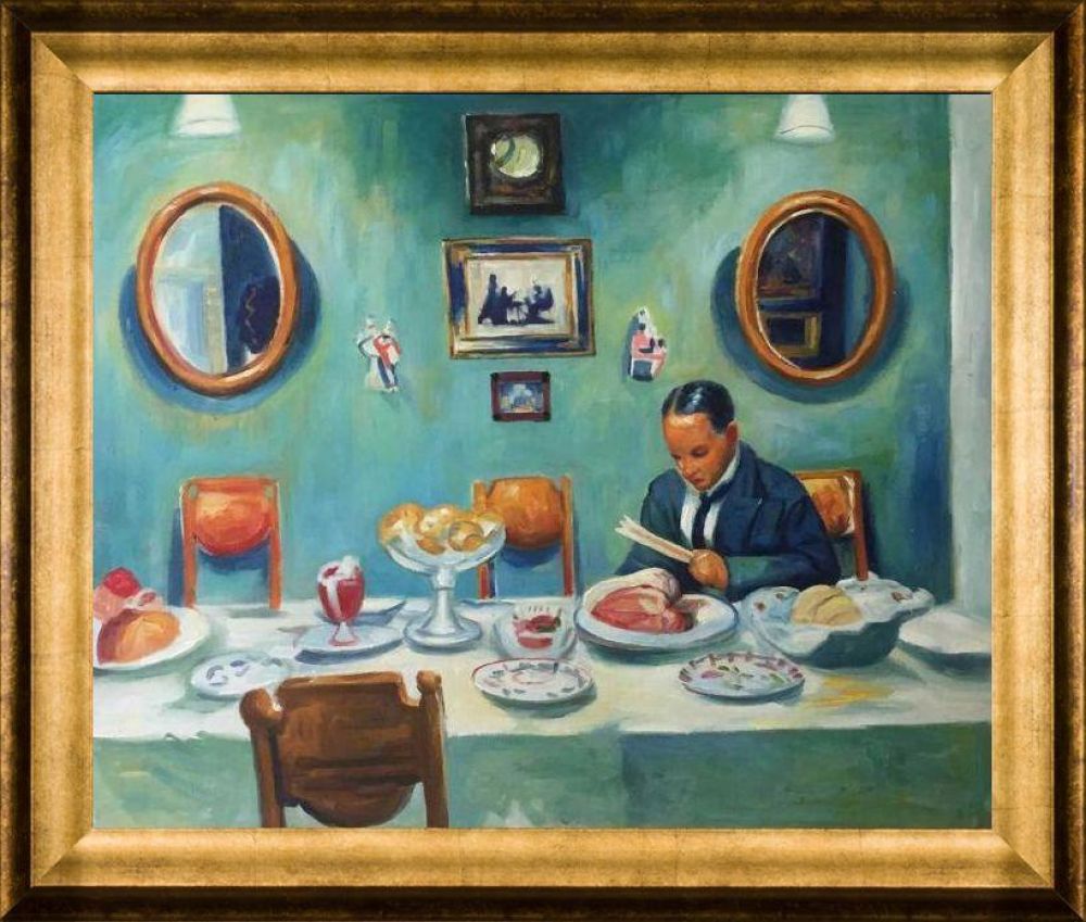 Portrait of M.V. Dobuzhinsky at the Table Pre-framed - Athenian Gold Frame 20"X24"