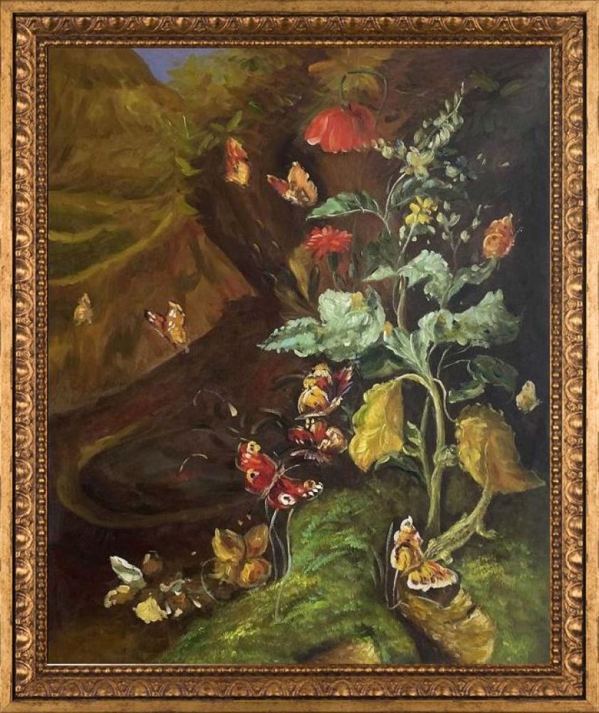 Insects and a Lizard in a Wood Pre-Framed - Versailles Gold Frame 20" X 24"
