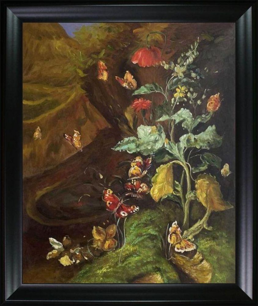 Insects and a Lizard in a Wood Pre-framed - Black Matte Frame 20"X24"