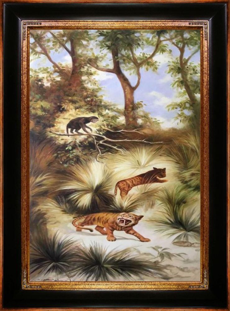 Flora and Fauna of the Plio-Pleistocene Quaternary Period Pre-Framed - Opulent Frame 24"X36"