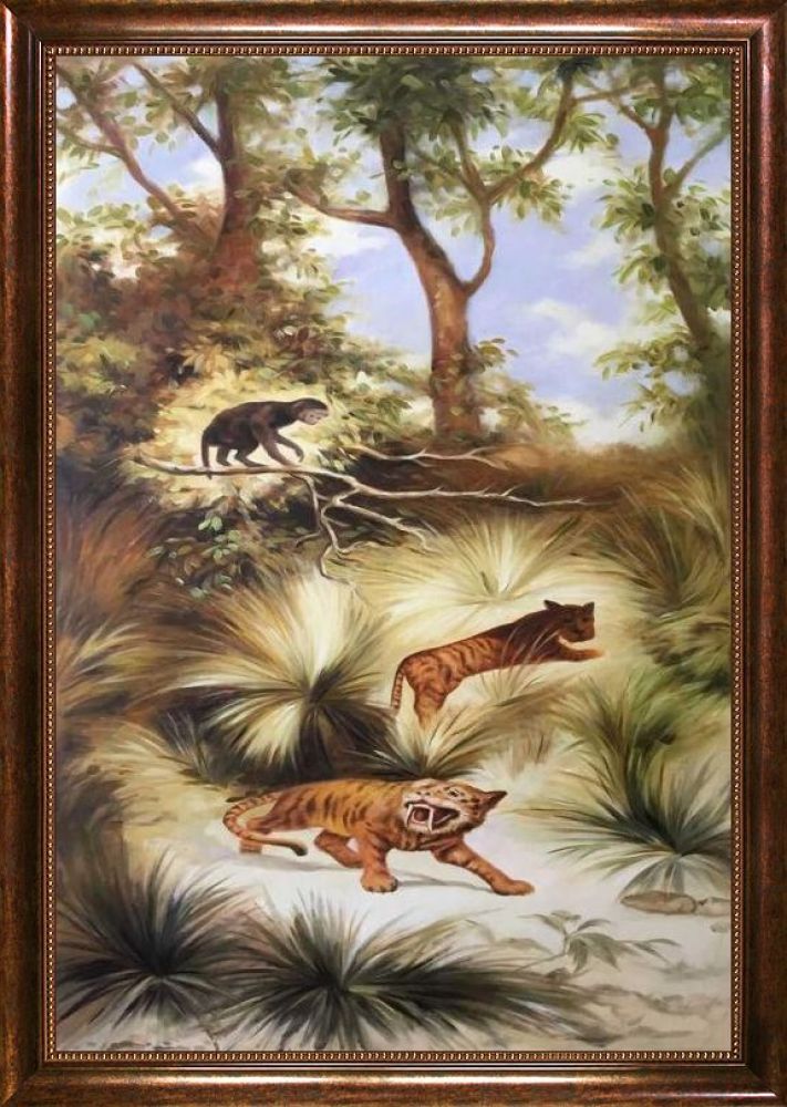 Flora and Fauna of the Plio-Pleistocene Quaternary Period Pre-Framed - Verona Cafe Frame 24"X36"