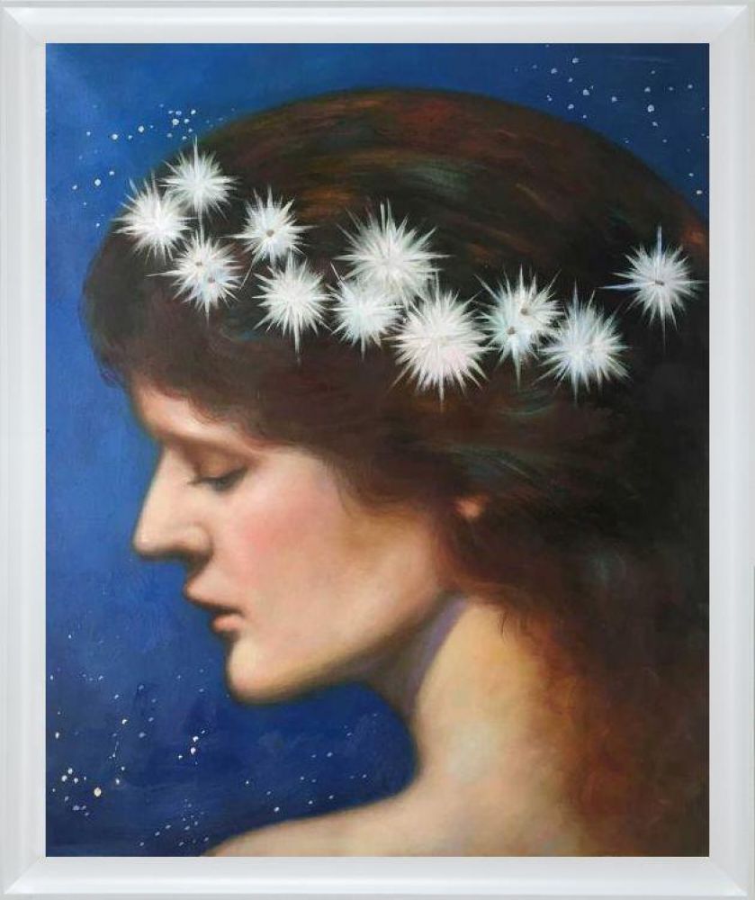 Night (Lady) Pre-framed - Moderne Blanc Frame 20" X 24"