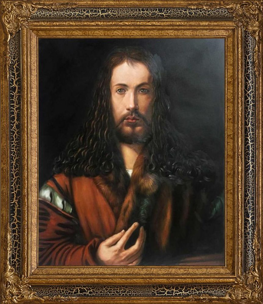 Self-Portrait at the Age of Twenty Eight Pre-Framed - Black Crackle King Frame 20"X24"