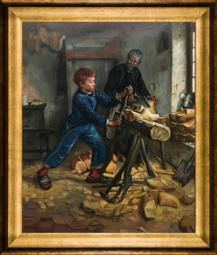 The Young Sabot Maker Pre-Framed - Athenian Gold Frame 20"X24"